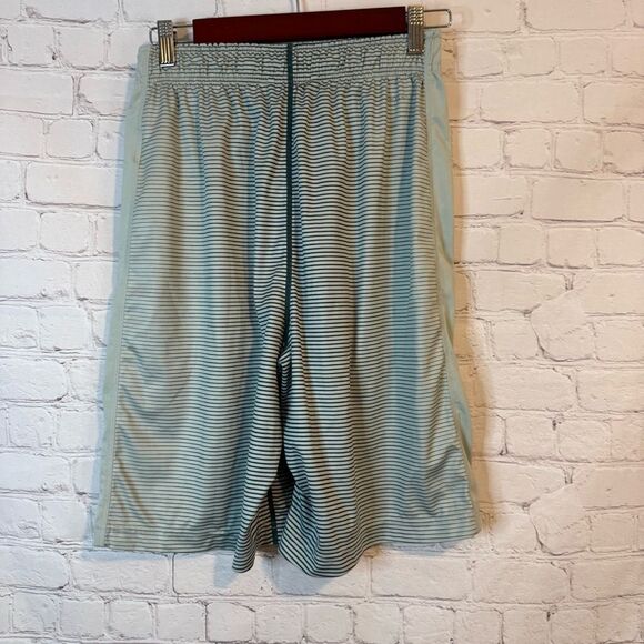 Nike Gray Striped Shorts with Teal Logo - Picture 4 of 7